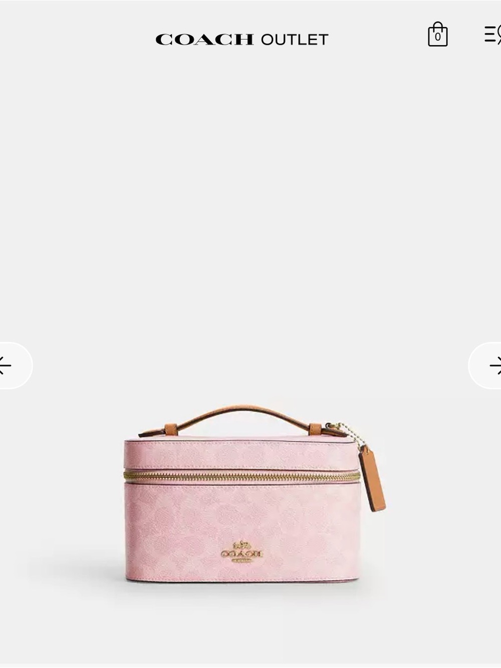 Coach Pink Signature Cosmetic Case with Tan Handle and Gold Hardware